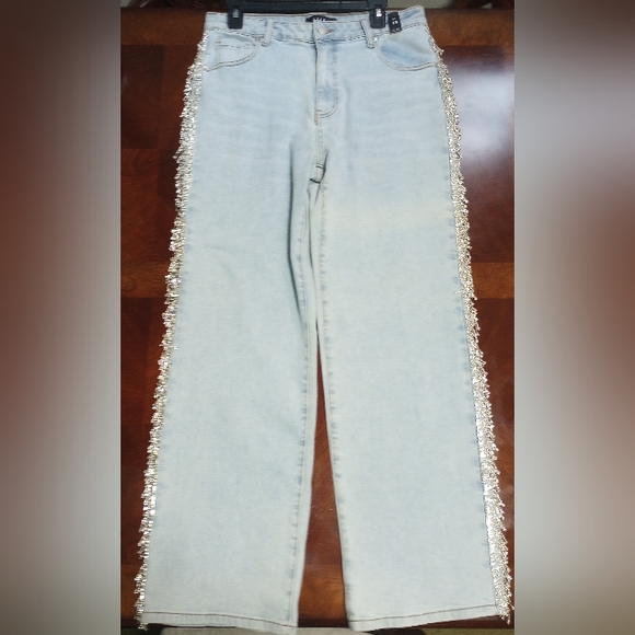 AKIRA CRYSTAL FRINGED JEANS - Picture 4 of 16